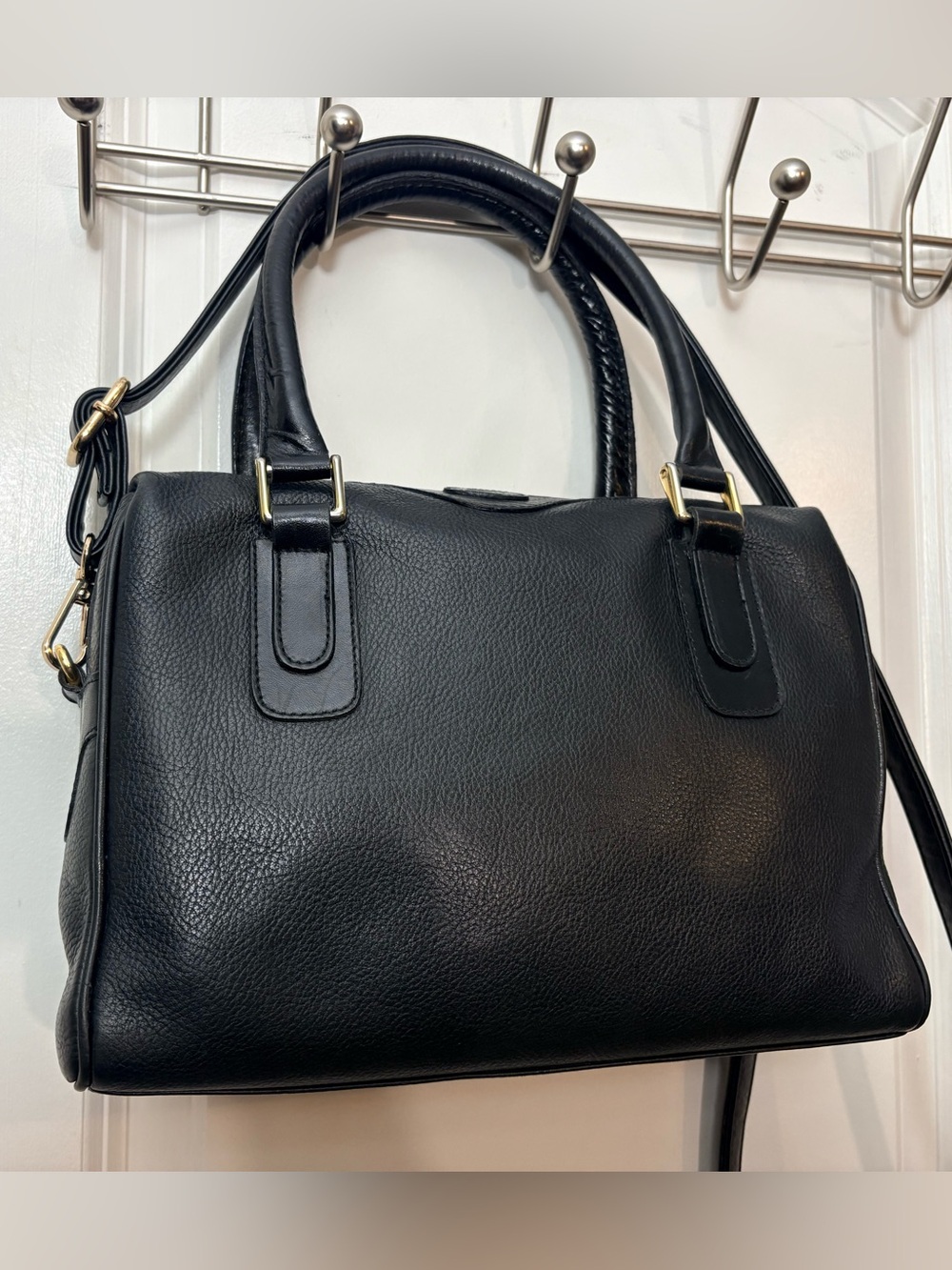 👜 Vintage BALLY Black Pebbled Leather Satchel Crossbody